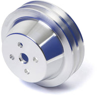 CVF Racing Polished 2-groove billet water pump pulley for Ford 289/302/351W small block, 3-bolt damper, SBFE2WP-HF