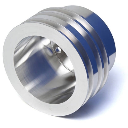 CVF Racing Polished billet V-belt pulley kit for Ford small block, 3-bolt damper, passenger side lower hose, SBFE3KIT