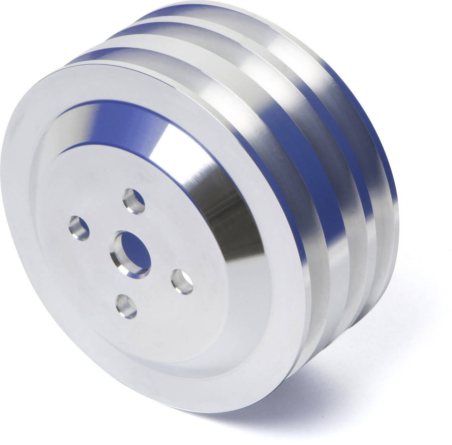 CVF Racing Polished 3-groove billet water pump pulley for Ford 289/302/351W small block, 3-bolt damper, SBFE3WP-HF