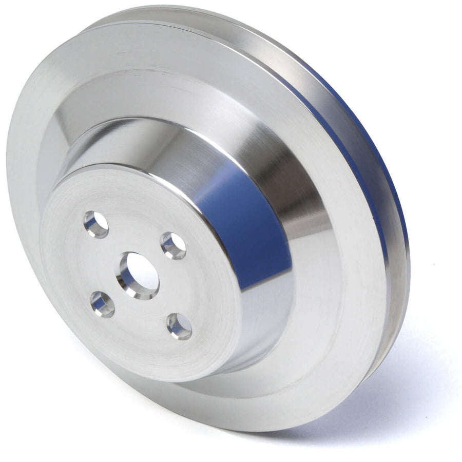 CVF Racing Polished billet V-belt pulley kit for Ford small block, 4-bolt damper, driver's side lower hose, SBFL1KIT