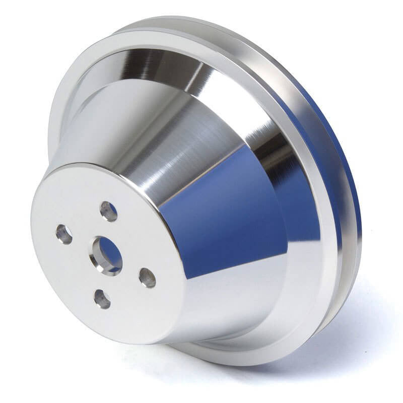 CVF Racing Polished billet V-belt pulley kit for Ford small block, 4-bolt damper, driver's side lower hose, SBFL3KIT