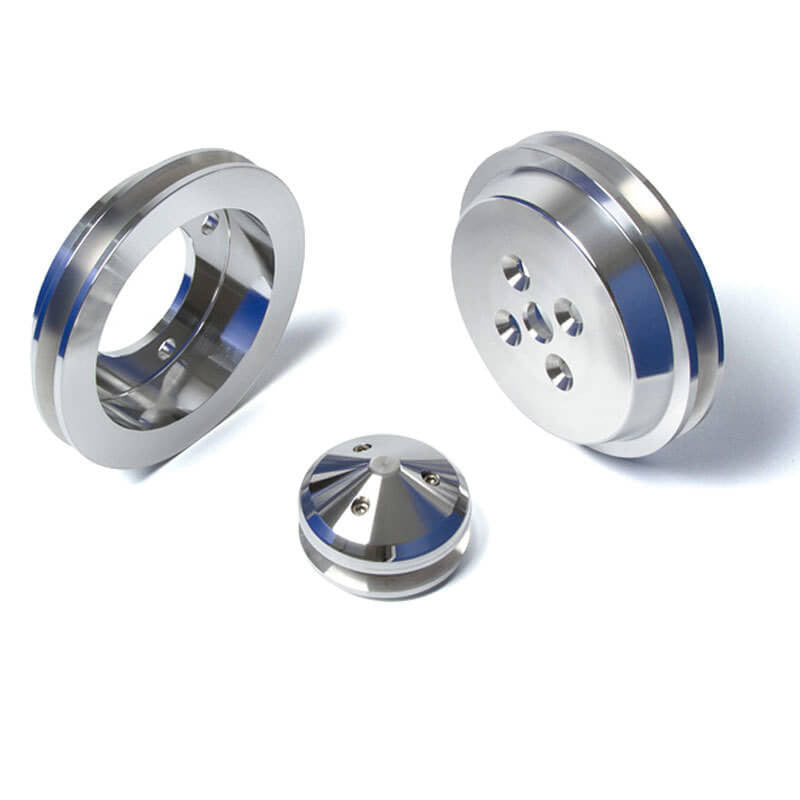 CVF Racing Polished billet V-belt pulley kit for Ford 289/302/351W with Ford Racing short water pump, SBFS1KIT-FR