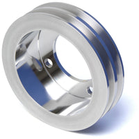 CVF Racing Polished 2-groove billet crankshaft pulley for Ford 289/302/351W small block, 4-bolt damper, SBFS2CR