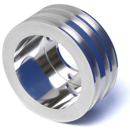 CVF Racing Polished billet V-belt pulley kit for Ford small block, 4-bolt damper, passenger side lower hose, SBFS33KIT-HF