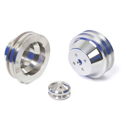 CVF Racing polished billet V-belt pulley kit for Chrysler small block 318/340/360, SCRL22KIT