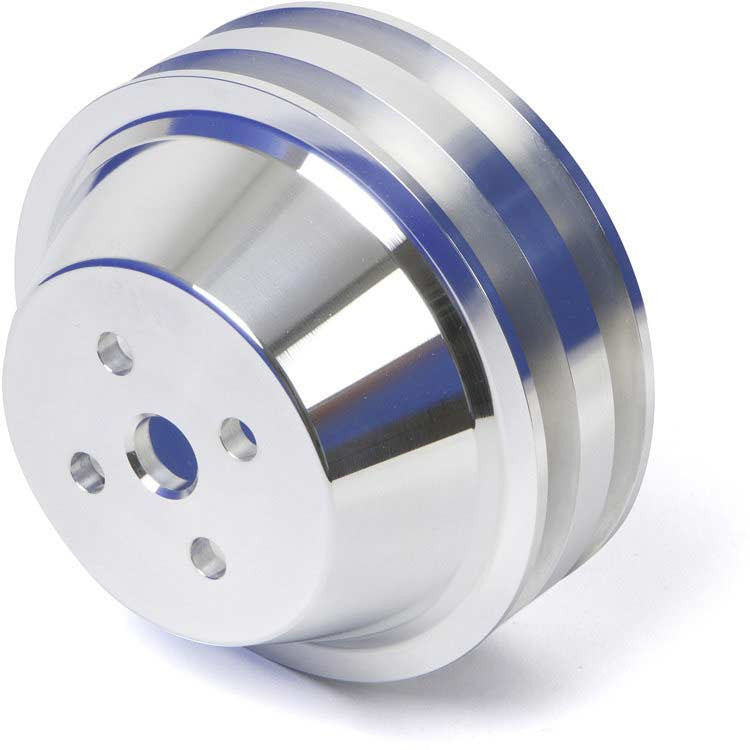 CVF Racing polished billet 2-groove V-belt water pump pulley for Chrysler small block 318/340/360, SCRL2WP