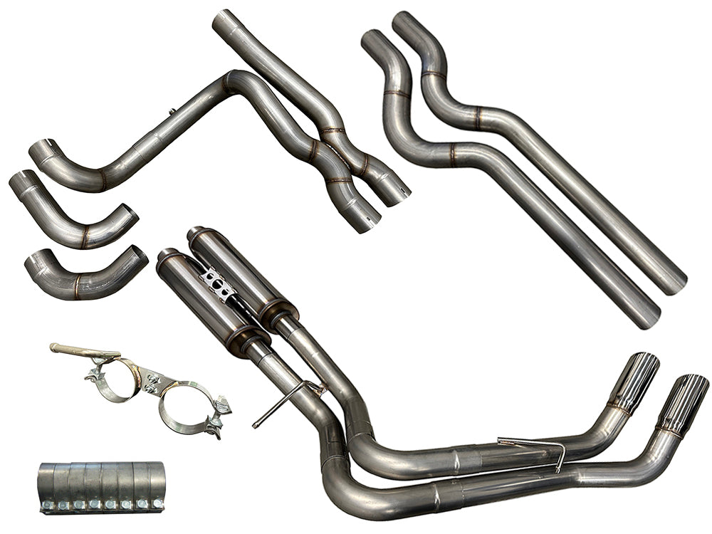 Speed Engineering 1999 to 2006 Silverado Sierra true dual exhaust crew cab rear exit stainless 3 inch system