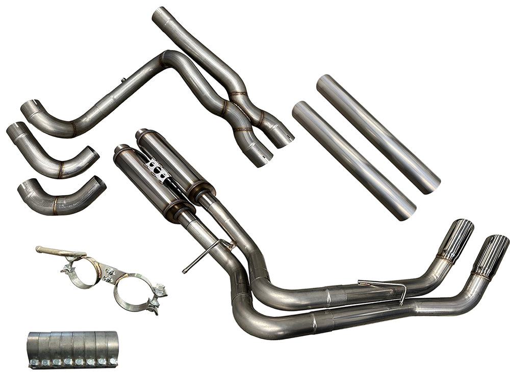 Speed Engineering 1999 to 2019 Silverado Sierra true dual exhaust single cab rear exit stainless 3 inch system