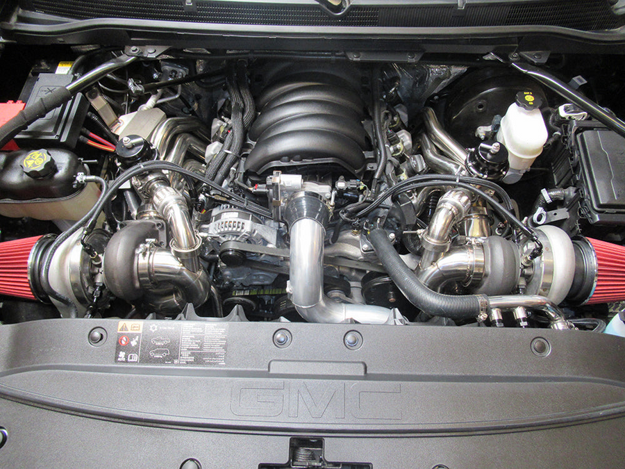 Speed Engineering 2014 2018 Silverado Sierra twin turbo kit 5.3 6.2 LS LT performance stainless turbo system