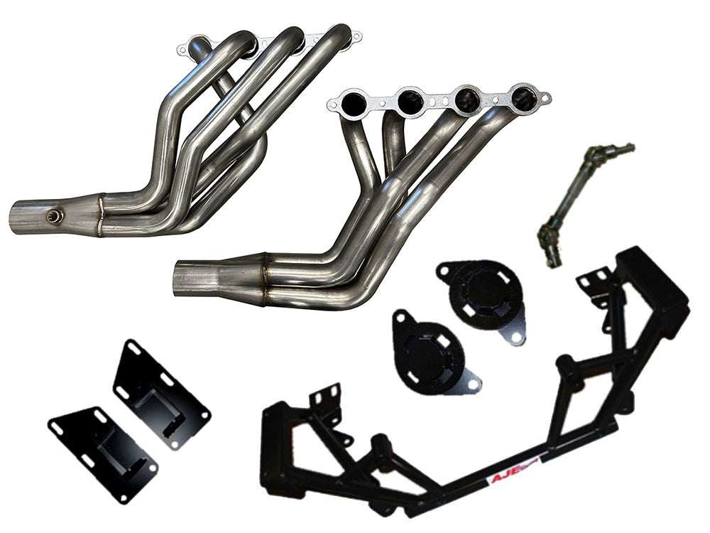 Speed Engineering LS swap longtube headers with AJE K-member 1979 2004 Mustang LS1 LS3 LSA swap kit