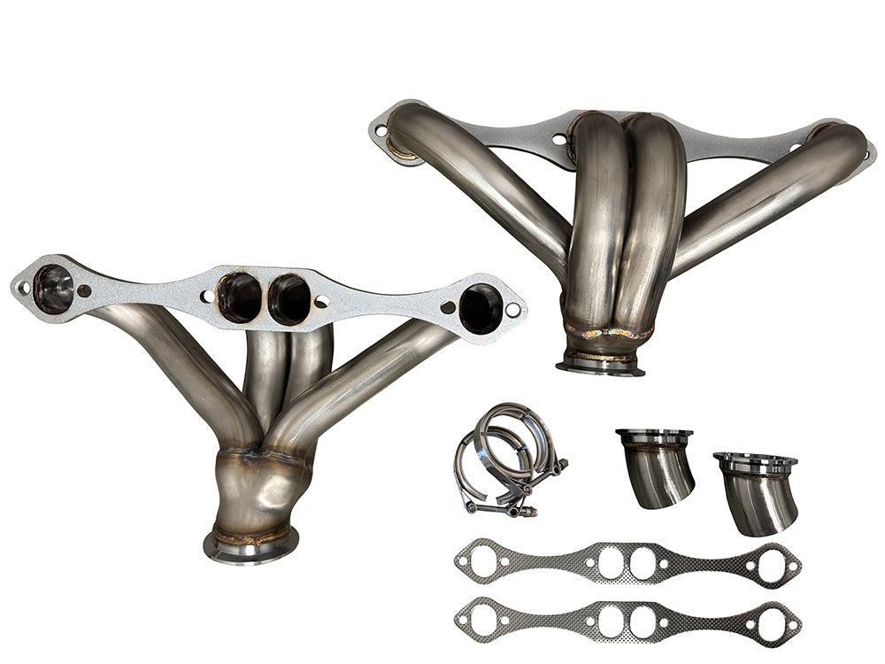 Speed Engineering SBC Block Hugger Ram Horn headers universal 5.0 5.7 small block Chevy compact street rod exhaust