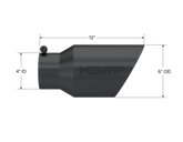 Black Coated Exhaust Tail Pipe Tip 6 Inch OD Dual Wall Angled 4 Inch Inlet 12 Inch Length MBRP