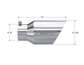 Exhaust Tail Pipe Tip 6 Inch O.D. Dual Wall Angled 4 Inch Inlet 12 Inch Length T304 Stainless Steel MBRP