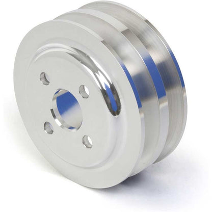 CVF Racing polished billet 2-groove water pump pulley for 1968 to 1975 Toyota Land Cruiser FJ40, TLCE2WP