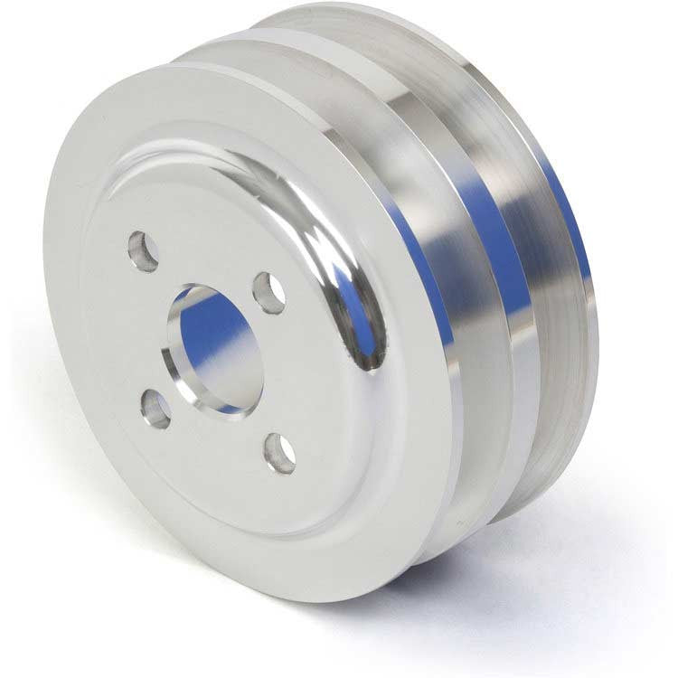 CVF Racing polished billet 2-groove water pump pulley for 1968 to 1975 Toyota Land Cruiser FJ40, TLCE2WP