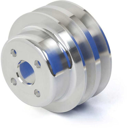 CVF Racing polished billet 2-groove water pump pulley for 1975 to 1976 Toyota Land Cruiser FJ40 2F, TLCL2WP