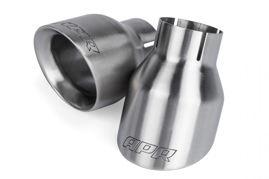 Double-Walled 4 Inch Slash-Cut Tips (Brushed) Set of 2 Fits Universally on Various APR Exhaust Systems APR