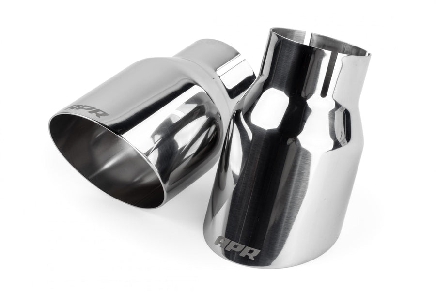 Single-Walled 3.5 Inch Slash-Cut Tips (Polished Silver) Set of 2 Fits Universally on Various APR Exhaust Systems APR