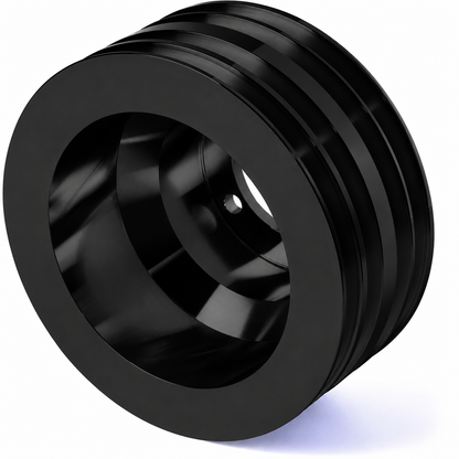 CVF Racing Stealth Black billet 4-groove V-belt crank pulley high flow for Chrysler small block 318/340/360, B-SCRL4CR-HF