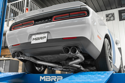 MBRP 15-16 Dodge Challenger RT 5.7L Aluminized Steel 3in Dual Rear Cat-back Quad Tips - Street | S7115AL