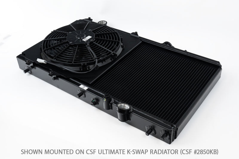 CSF Aluminum Fan Shroud with 12in SPAL Fan — 1992-2000 Honda Civic | 909 CFM, Black | 2858FB