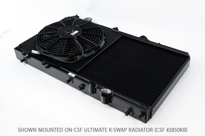 CSF Aluminum Fan Shroud with 12in SPAL Fan — 1992-2000 Honda Civic | 909 CFM, Black | 2858FB