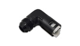 Vibrant 90 Degree -6 AN to Female EFI Quick Connect Adapter | 6061 Aluminum, 0.375 in Hose Size, Anodized Black | 16921