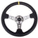 NRG Reinforced Steering Wheel (350mm / 3in. Deep) Blk Leather w/Gunmetal Cutout Spoke & Yellow CM