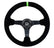 NRG Reinforced Steering Wheel 350mm/3in. Deep Blk Suede/ Neon Green Stitch w/5mm Matte Black Spoke
