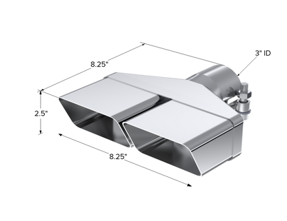 MBRP Universal Tip 8inx 2.375in ID Rectangle 2.5in O.D. inlet 8.25in length T304 | T5118