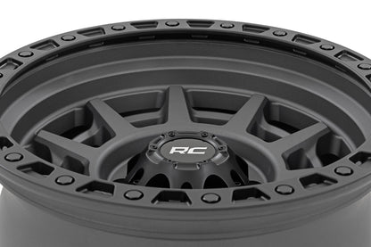 Rough Country 85 Series Wheel | Simulated Beadlock | Gunmetal Gray/Black | 17x9 | 6x5.5 |+25mm