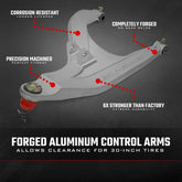 Black Forged Alum High Clearance 2" Fwd Offset Control Arms w/Ball Joints | Polaris Ranger 1000XP