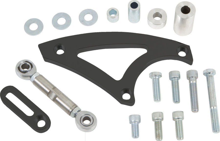CVF Racing Stealth Black Saginaw power steering bracket for Ford FE 390, 427 and 428, B-390-PSBRKT-S