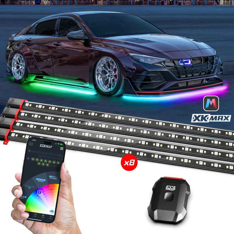 XK Glow XKmax RGBW 8pc Addressable Car Underglow Kit Universal Fitment for 12v