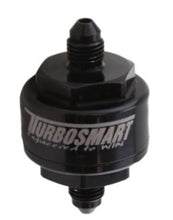 Load image into Gallery viewer, Turbosmart Billet Turbo Oil Feed Filter w/44 Micron Pleated Disc -4AN Male Inlet - Black