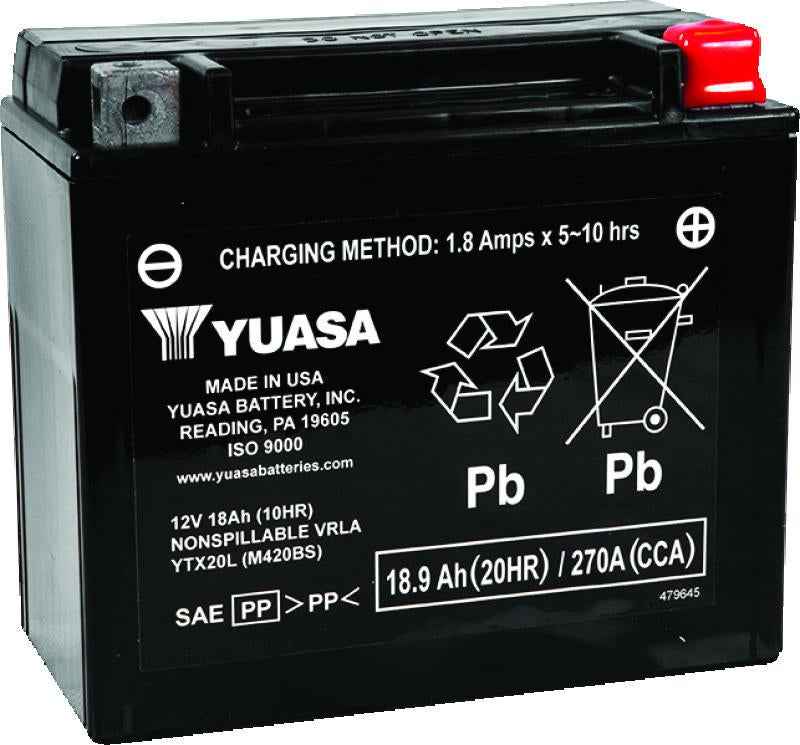 Yuasa YTX20L Maintenance Free AGM 12-Volt Battery