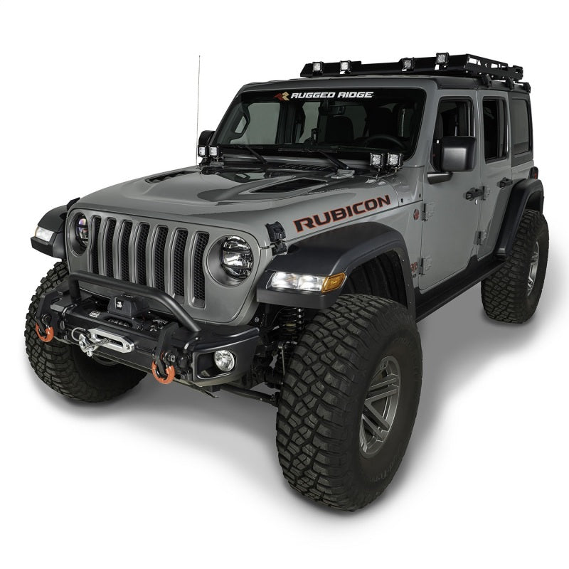 Rugged Ridge Arcus Front Bumper Tube Overrider Black 18-20 Jeep Wrangler JL