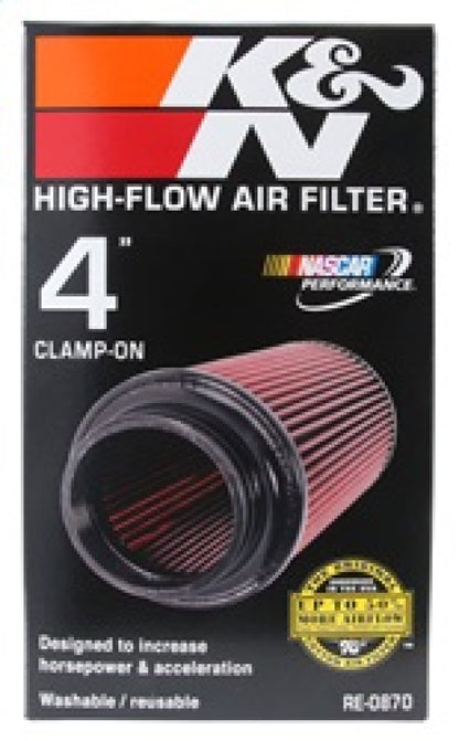 K&N Universal Air Filter | Round Tapered, 4in Flange, 9in Tall | RE-0870