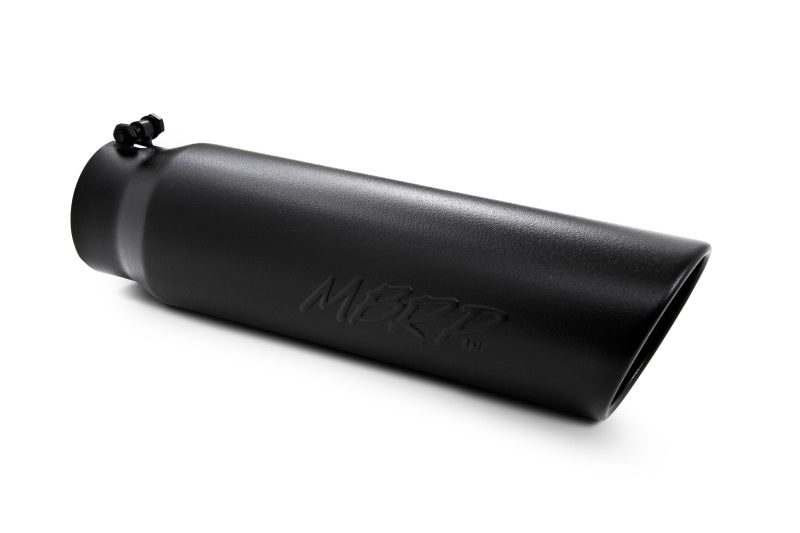 MBRP Universal 5in OD Angled Rolled End 4in Inlet 18in Lgth Black Finish Exhaust Tip