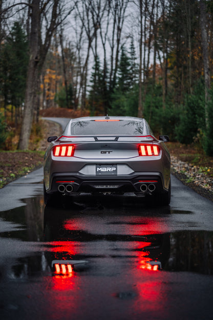 MBRP 2024+ Ford Mustang 5.0L Blk Alum. SS 3in Cat-Back Exhaust w/ Quad Blk Tips (Valve Delete) | S7282BLK