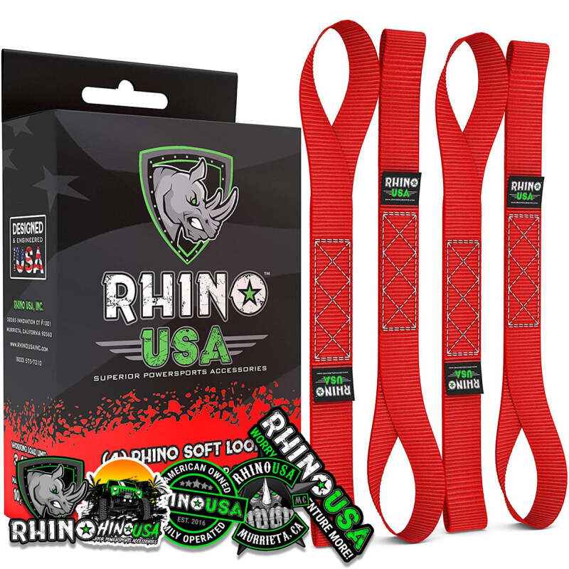 Rhino USA Soft Loops Motorcycle Tie-Down Set 4-Pack Red