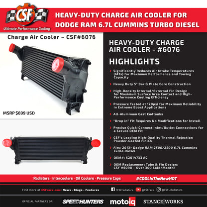 CSF OEM-Style Intercooler — 2013-2018 Ram 2500 | 6.7L L6 | 6076