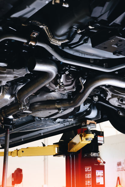 MBRP 2019-2023 Ford Mustang 2.3L Ecoboost 3in Cat-Back Exhaust w/ Quad Carbon Fiber SS Tips - T304 | S72233CF