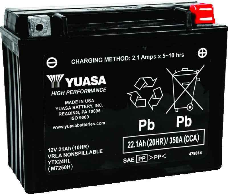 Yuasa YTX24HL Maintenance Free AGM 12-Volt Battery