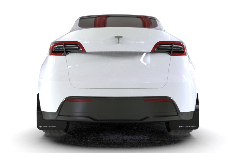 Rally Armor 20-24 Tesla Model Y Black Mud Flap - Metallic Black Logo