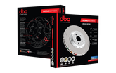 DBA 08-17 Mitsubishi Evo X Front Drilled & Slotted 5000 Series 2 Piece Rotor w/ Gold Hat