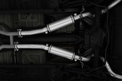 MBRP 99-04 Ford Mustang GT 4.6L 2.5in. Dual Split Rear AL Cat Back w/ 3.5in. Dual Wall Blk. Tips | S7221ALBT