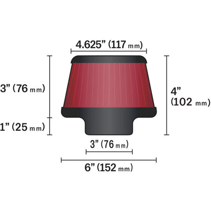 K&N Universal Air Filter | Round Tapered, 3in Flange, 3in Tall | RU-5288