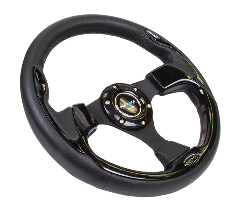 NRG Reinforced Steering Wheel (320mm) Blk w/Gloss Black Trim