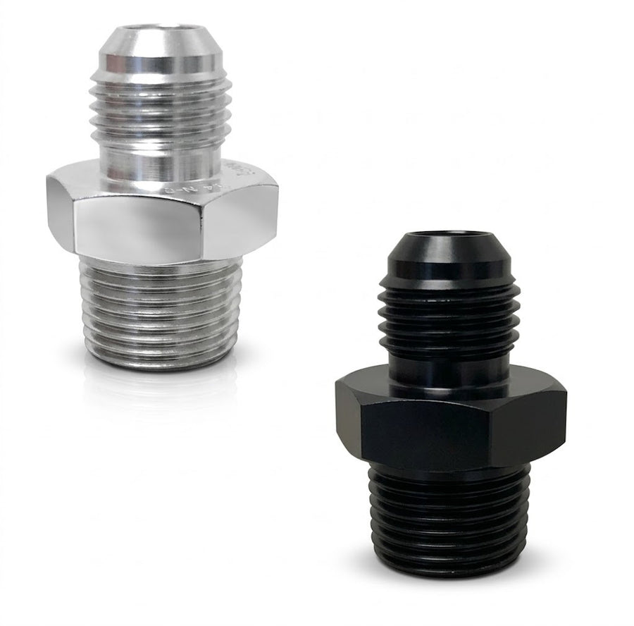 CVF Racing polished or black -10AN to 3/8 NPT straight adapter fitting, 10AN-3/8NPT